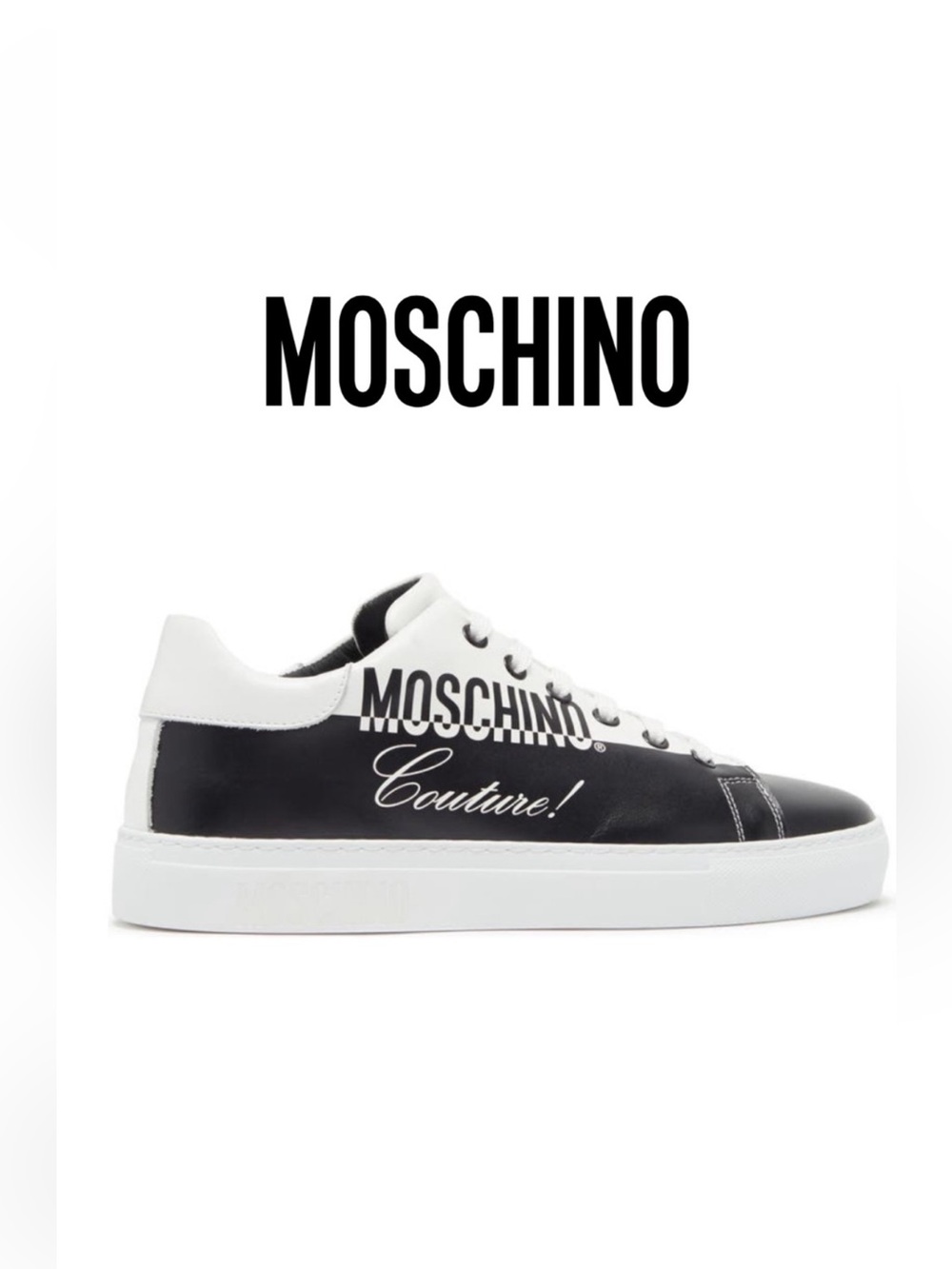 NWT RARE MOSCHINO Logo Print Leather Sneaker